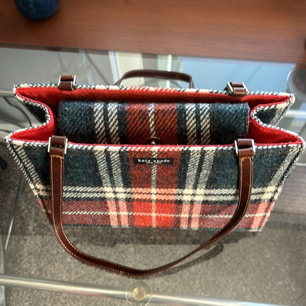 Kate Spade vintage Plaid Tote Bag - Red and Blue - Picture 4 of 7
